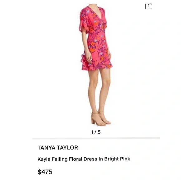 {Tanya Taylor} Kayla Floral Dress in Bright Pink - Picture 13 of 14